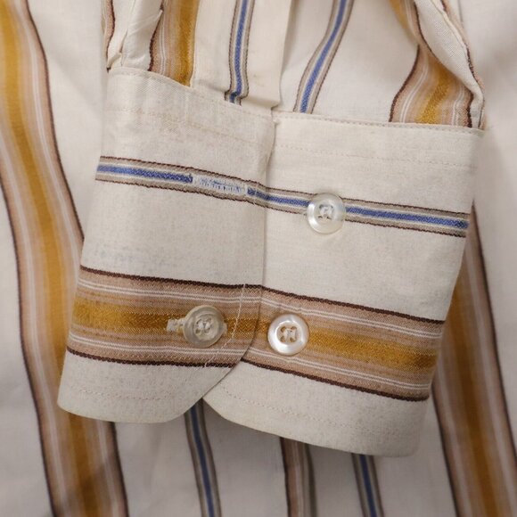 Bam Jeans Mens Large Button Up Shirt Striped Beige Orange Classiccore Gorp Norm - Picture 8 of 11